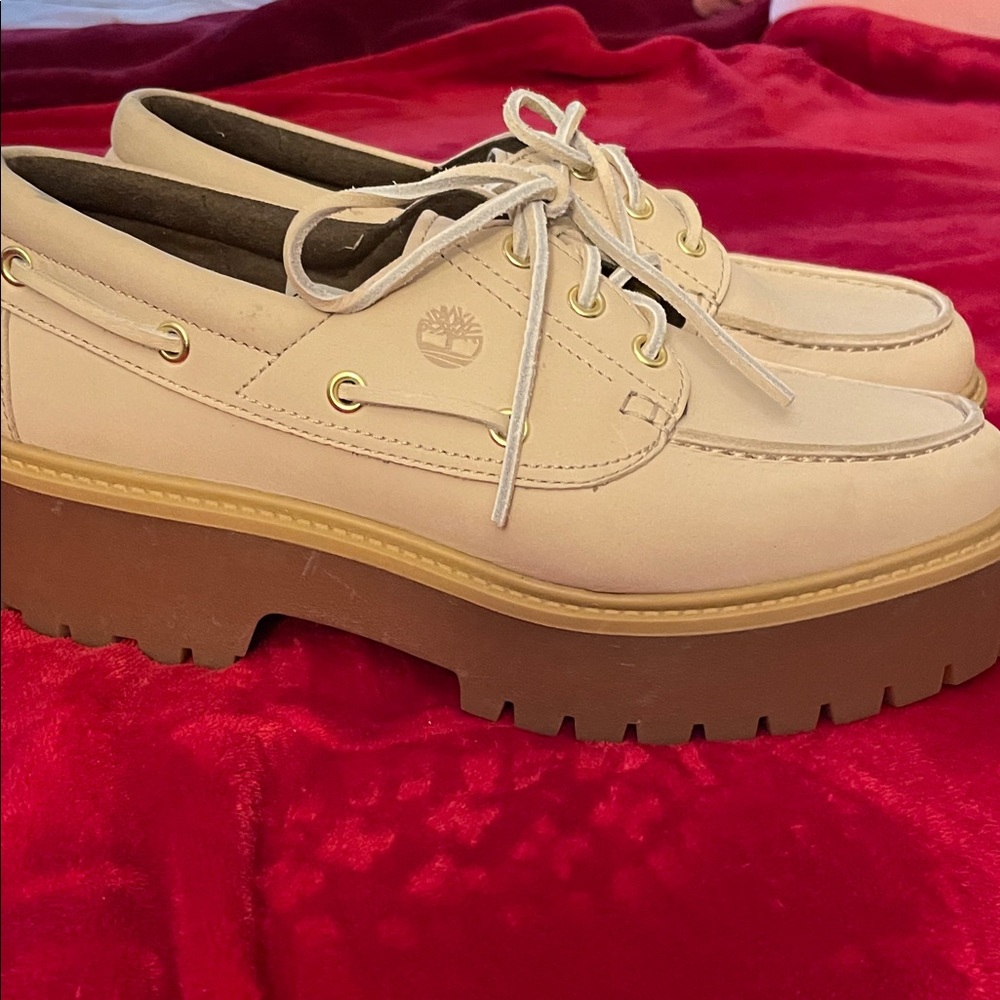 Timberland Women's Cream Leather Loafers
